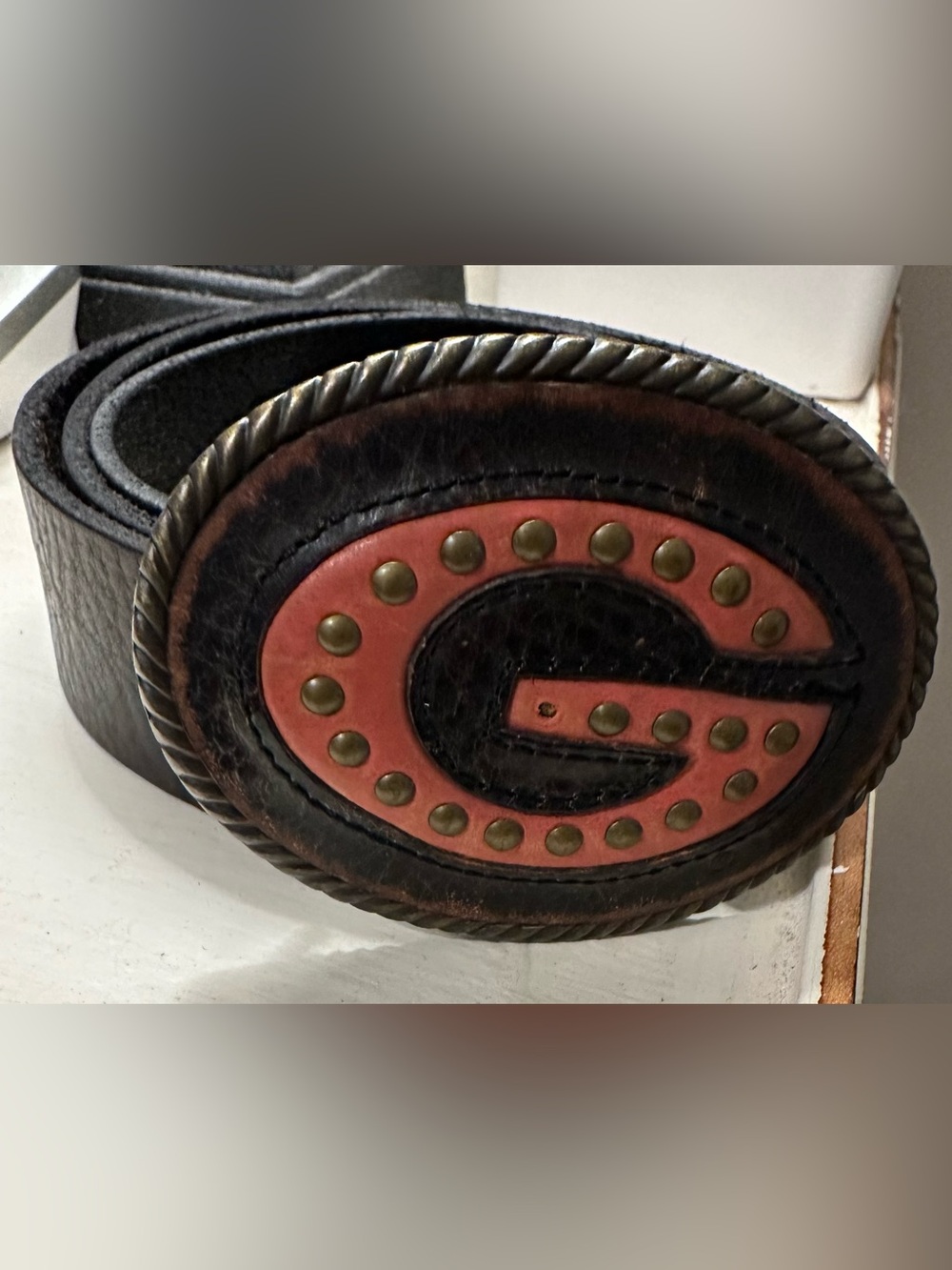 Fossil Vintage Georgia Bulldogs Leather Belt